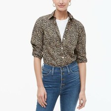J Crew AD361 NWT Size Medium Button-Up Leopard Print Shirt in Signature Fit