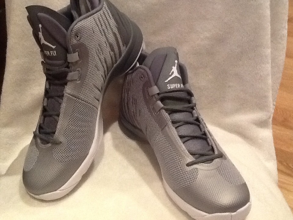 Men's Jordan Super.Fly 5 Basketball Shoes Wolf Grey/White 844677 014 Men's Jordan Super.Fly 5 Basketball Shoes Wolf Grey/White 844677 014