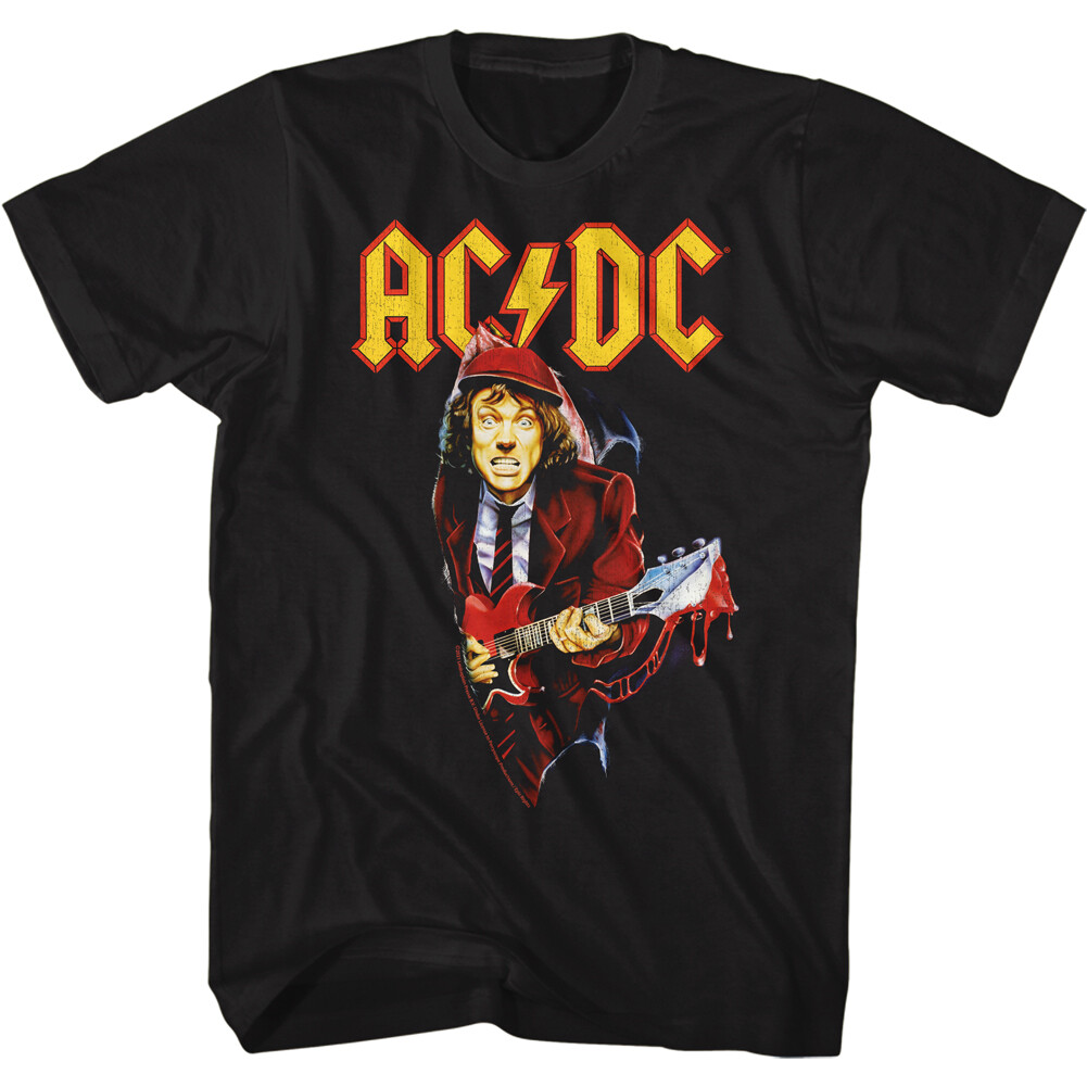 ACDC Guitar Drip Angus Young Men's T Shirt Official Heavy Metal Music Merch