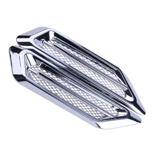 2x Universal Chrome Car Auto Air Flow Fender Side Vent Sticker Decor Accessories - Picture 9 of 12