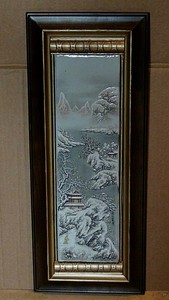 ANTIQUE 19C CHINESE PAINTING ON PORCELAIN PLAQUE DEPICTING A SNOW SCENE #1SIGNED