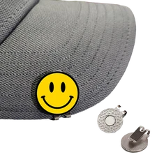 Golf Ball Marker 1in Happy Face (Hat Clip Available see options)