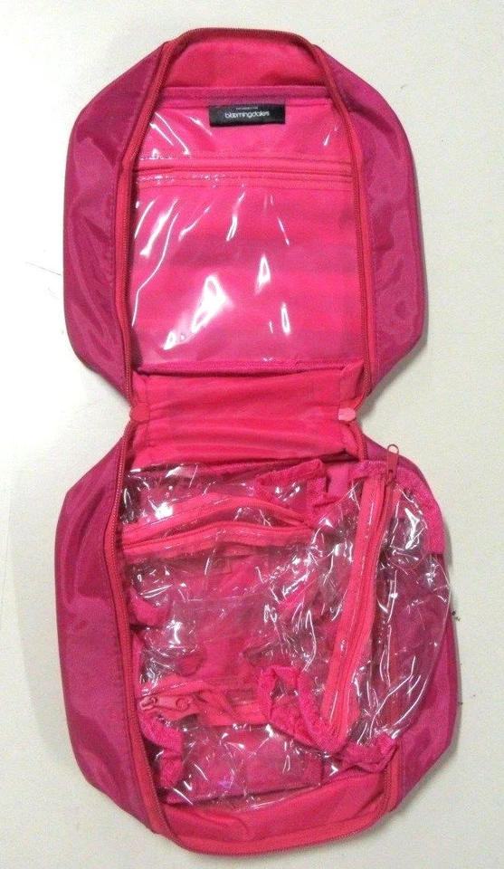 BLOOMINGDALES 化妆包 旅行条纹 粉色 透明 可拆卸 内部收纳袋 — 第 3/4 张图片