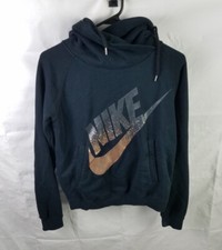 Nike Hoodie Women's S Black Rally Funnel Metal Sweatshirt Pullover 684135-010