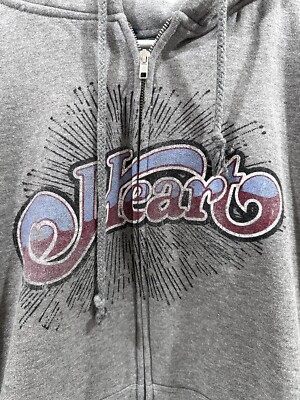 Vintage HEART Band Rock N Roll Gray Hoodie Zip Up Sweatshirt XXL