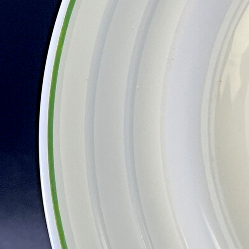 Vintage Hazel Atlas Moderntone Platonite White Green Stripe Dinner Plate - Picture 3 of 5