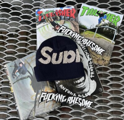 SUPREME REFLECTIVE BIG LOGOBEANIE NAVY