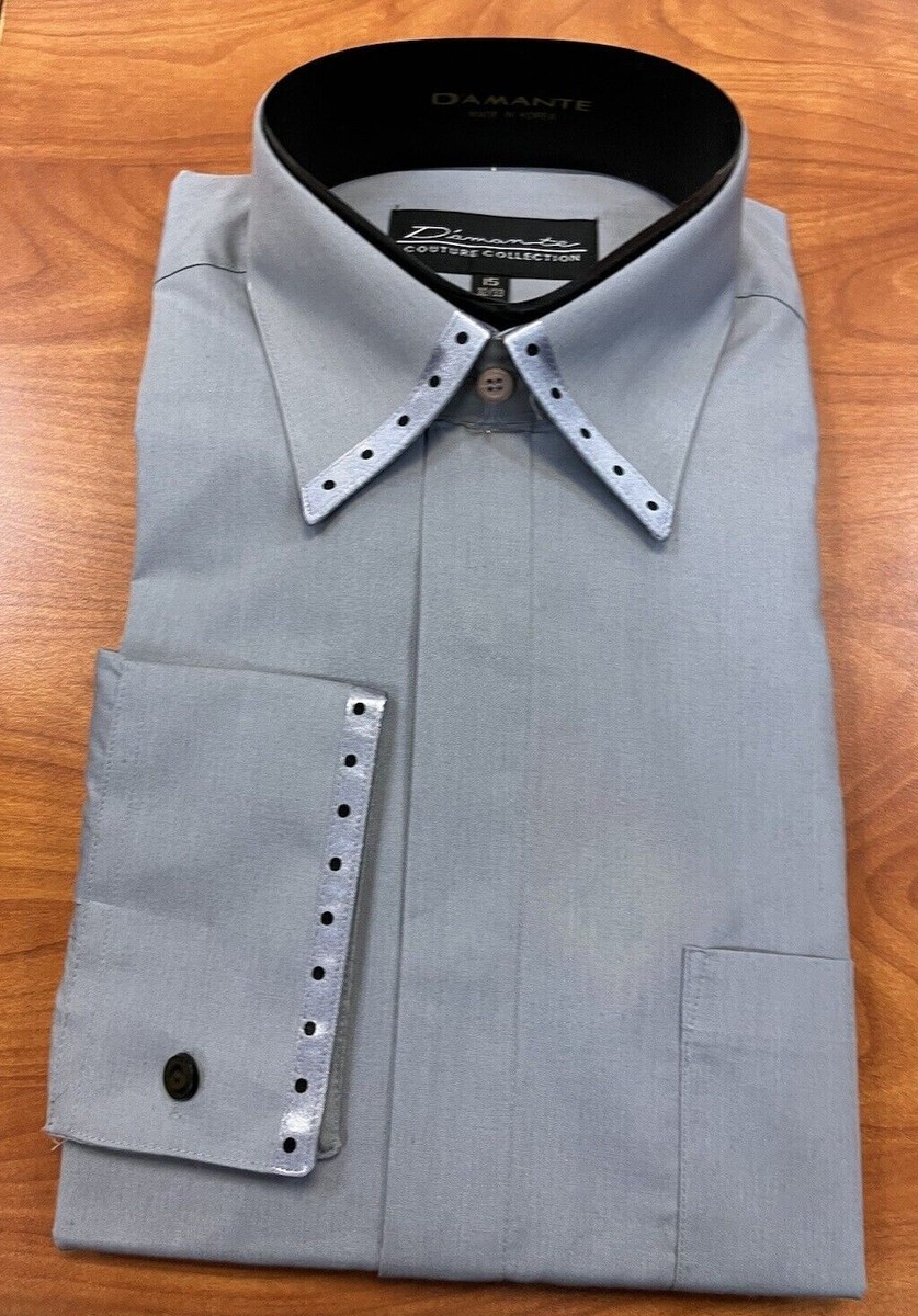 Mens 2 Piece Dress Shirt & TIE set Formal Button Down = Dark Gray | eBay