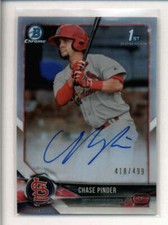 CHASE PINDER 2018 BOWMAN CHROME ROOKIE REFRACTOR AUTOGRAPH AUTO #418/499 AK8000