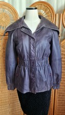 Barneys Leather Jacket. Size S. 34" Bust. Zip & Button Front. Large Collar