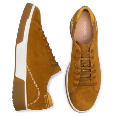 Geox Kapha Suede Sneaker Low Top Dark Yellow Size 41 Or 27cm