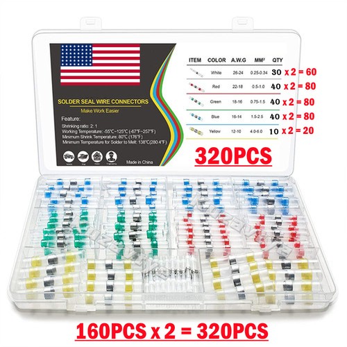 340/240PCS Waterproof Solder Stick Seal Sleeve Heat Shrink Butt Wire Connectors - Picture 24 of 44
