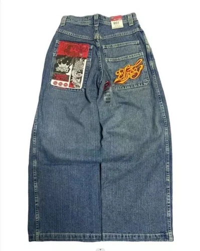 Unisex JNCO Hip-Hop Baggy Freizeit Skateboard Denim Retro weites Bein Hose 2025 - Bild 20 von 39