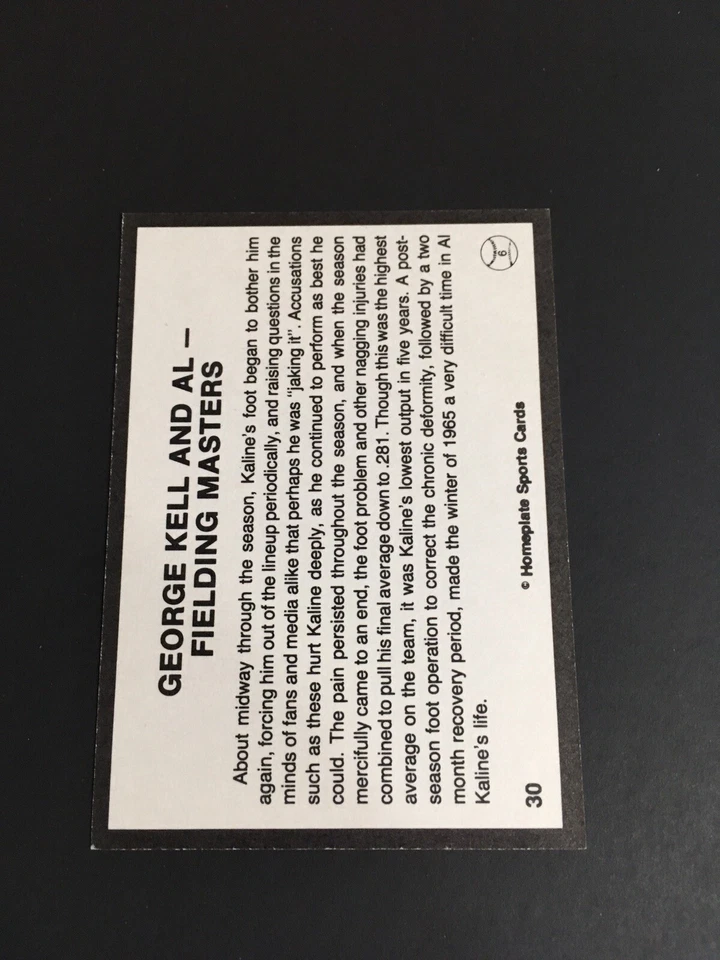 1983 HOMEPLATE AL KALINE & GEORGE KELL, NO. 30, NR-MINT (Free Shipping on 3!) - Image 2 of 2