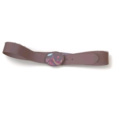 Brown Belt XL Hand Painted Ray Of Sunshine Desert Mountain 