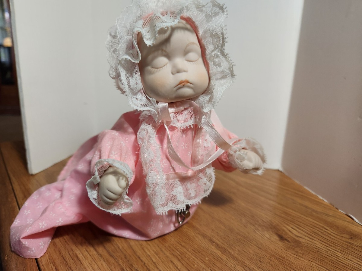 Music Box Porcelain Crawling Baby Doll pink tested works | eBay