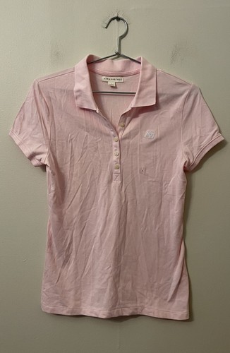 Aeropostale Womens Size Large Pink Polo Uniform Top A87 Logo Stitched - Picture 5 of 5