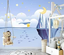 3D Cartoon Polar Bear ZHUA2776 Wallpaper Wall Murals Removable Self-adhesive Amy