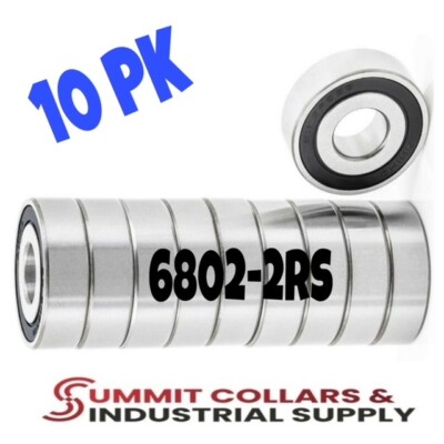 6802-2RS Premium seal bearing 6802 ball bearings 6802 RS ABEC3 15x24x5mm (10 pk)
