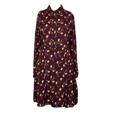 Banana Republic Dress Womens Sz 0 Burgundy Floral Pleated Button Up Shirt Career