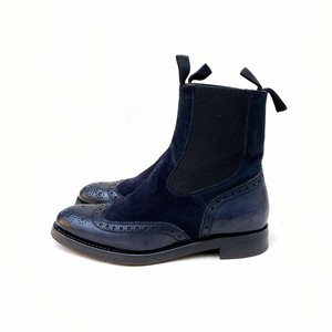 bota de couro azul marinho