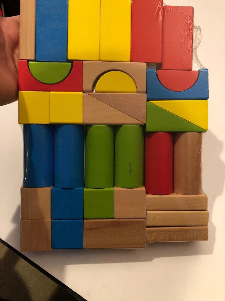 Set Of 34 Wood Blocks Natural Look And Colorful - Image 3 of 4