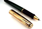 GREEN PARKER INSIGNIA CUSTOM 22K GOLD PLATED CAP ROLLERBALL PEN CASE 1990'S USA — photo 1