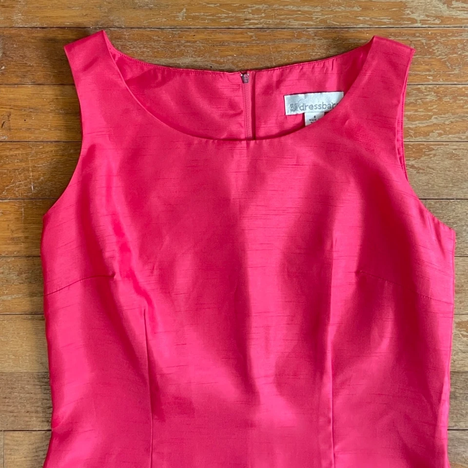 Vestido Vintage Imitación Seda Talla Pequeña Años 90 Rosa Funda Sin Mangas Foto 2 de 4