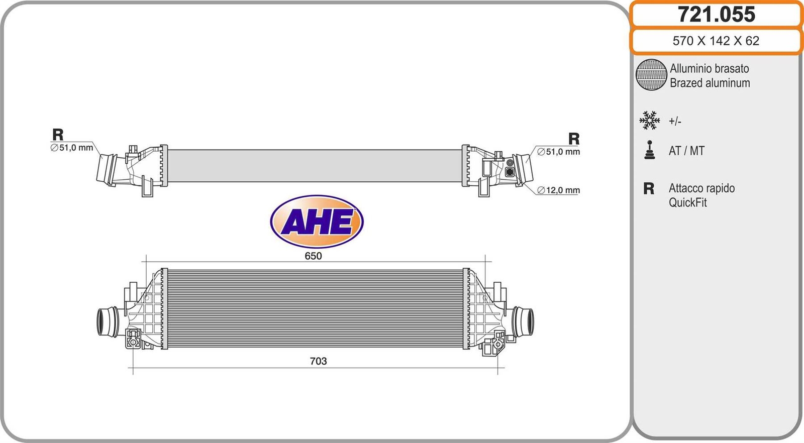 Échangeur d'air haut de gamme en aluminium pour Opel Mokka X 1.4 4x4