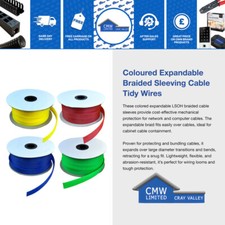 Braided Sleeving Expandable Cable Sleeve Wire Loom Tidy Protector Coloured