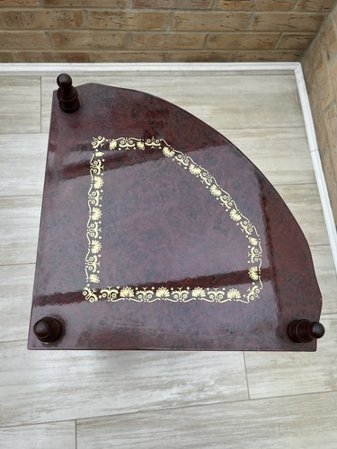 Antique Vtg Brown Gold Wooden Corner Shelving Unit Table Shelve Furniture 73cm - Picture 3 of 10