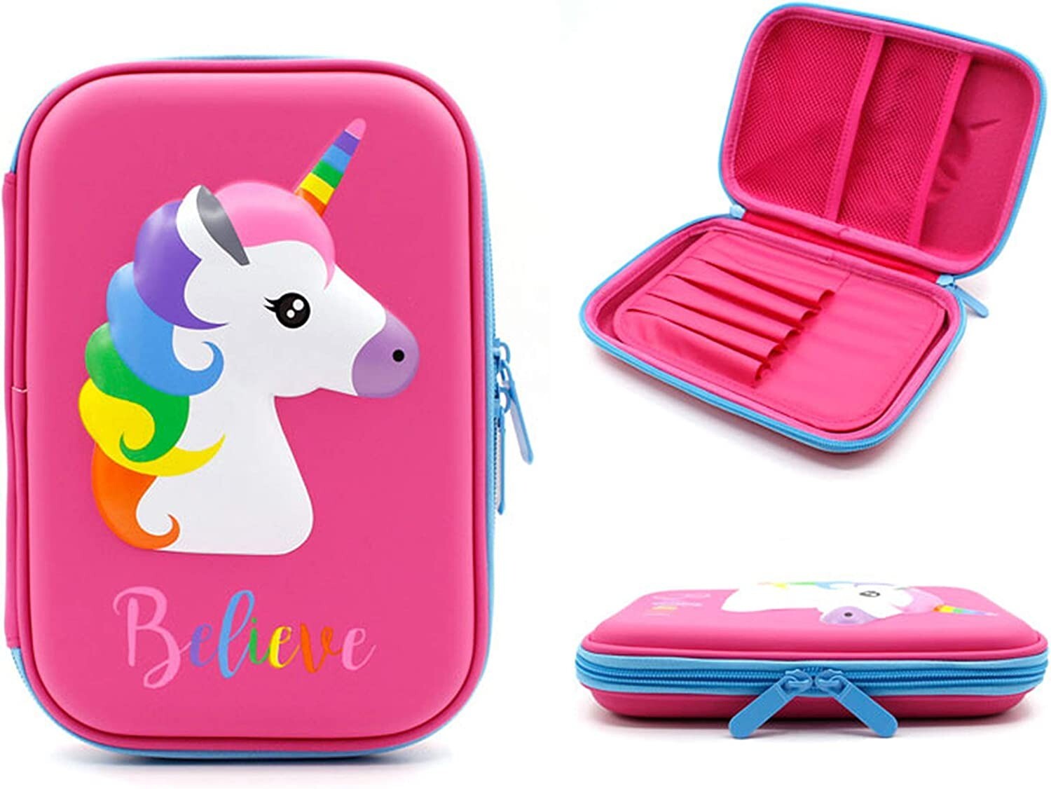 Unicorn Pencil Case for Girls,3D Cute Pencil case Large Capacity Pencil Box