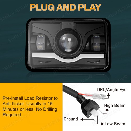 4x 4x6'' LED Headlight Hi/Lo Beam Fit for Chevrolet Western Star 4900 Semi Truck - Foto 8 di 19