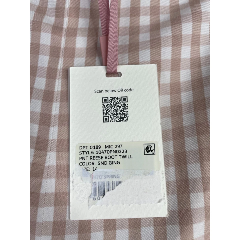 Nuevo Alex Marie Gingham Reese Bota Sarga Pantalones Talla 14 Arena/Rosa Foto 3 de 4