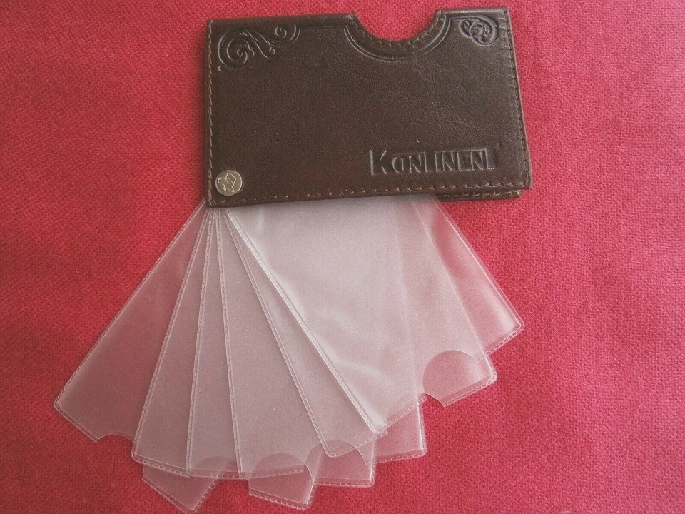 Vintage Leather Credit Cards Document Princ w/ Plastic Holders 6pc Kontinet - Image 2 of 4