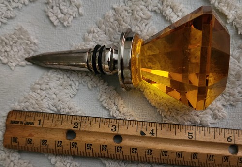 Bouchon de bouteille en verre taillé seul acier inoxydable forme diamant ambre - WOW !! - Photo 6/6