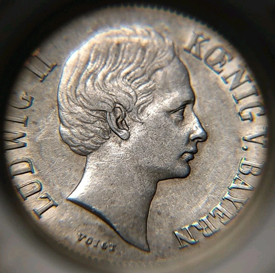4665) Bayern Ludwig 1/2 Gulden 1865 in VZ+ / UNC - Bild 3 von 4