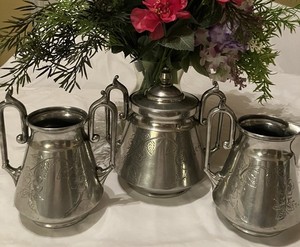Rare 1866 “Wilcox” Quad-Silver Plate Creamer, Sugar & Waste Cup