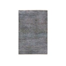 2'x3' Anchor Grey Modern Grass Design Hand Knotted Wool Mat Oriental Rug R76496