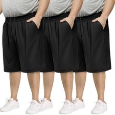 3 Pack Big and Tall Mens Gym Shorts - Basketball Black Athletic Workout Short...
