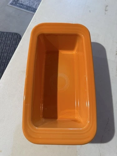 FIESTA BAKING baker Bread Meat loaf pan DISH poppy orange -used Great Condition