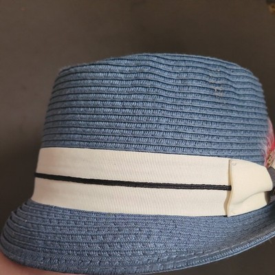 Biltmore Straw Sun Hat with Royal Blue Grosgrain Band and Crest Biltmore 1917 Wide Brim Straw Fedora – Stark and Legum main image 4