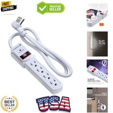 4 Outlet Small Surge Protector Power Strip - 3Ft Short Power Strip with Short...
