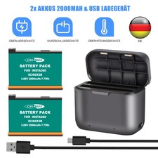 2x 2000mAh 3.85V IS360X3B Akku & USB Ladebox Für Insta360 One X3 Action Kamera