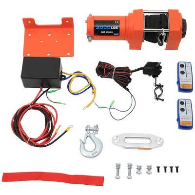 12V 3000LB Electric Synthetic Rope Winch Tow Trailer Off-Road for JEEP Wrangler