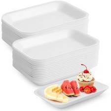 100 Pcs Crafts Foam Trays, White Foam Supermarket Disposable Poultry Meat Fru...