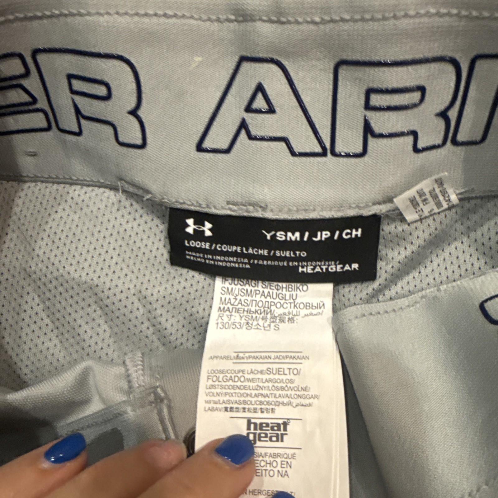 Bundle of NIKE boys Gray / Dark Blue stripe  Baseball Pants Sz small xs thumbnail 2