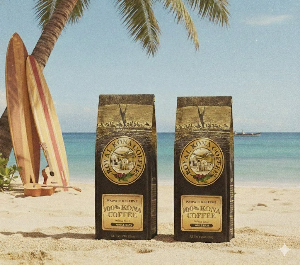 2 pk Hawaii ROYAL 100% KONA Coffee WHOLE BEAN PRIVATE RESERVE  Medium Roast 7oz