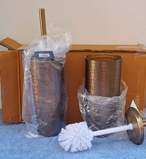 Target Threshold Hammered Brass Toilet Brush with Holder   Set of 2