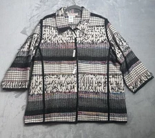 Vintage Norm Thompson Jacket Womens 1X Colorful Toggle Fringe Patchwork Blazer